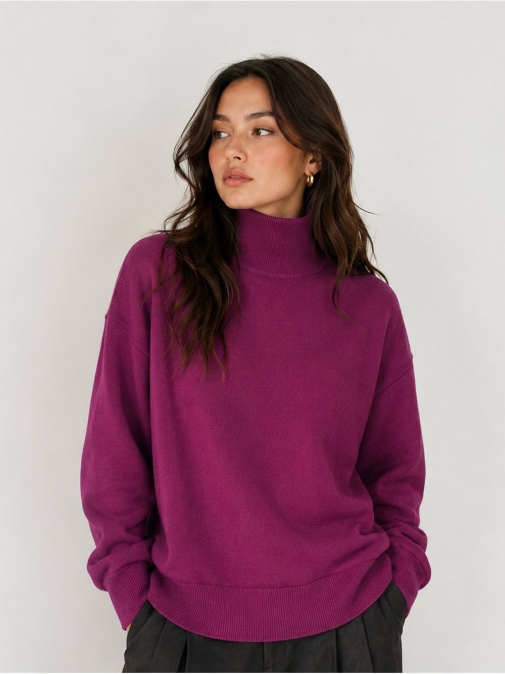 Wilfred Rich Magenta Turtleneck Sweater